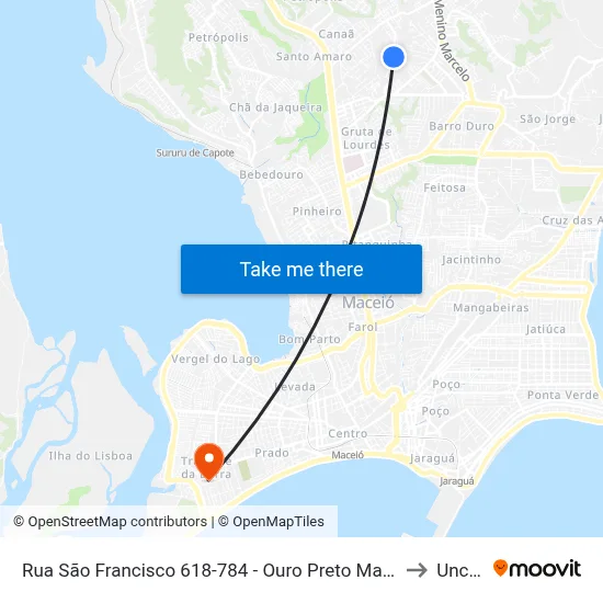 Rua São Francisco 618-784 - Ouro Preto Maceió - Al Brasil to Uncisal map