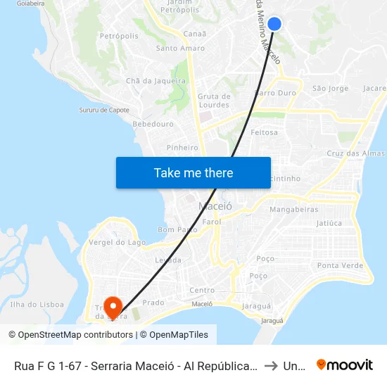 Rua F G 1-67 - Serraria Maceió - Al República Federativa Do Brasil to Uncisal map