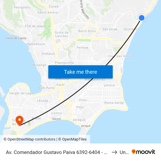Av. Comendador Gustavo Paiva 6392-6404 - Cruz Das Almas Maceió - Al Brasil to Uncisal map