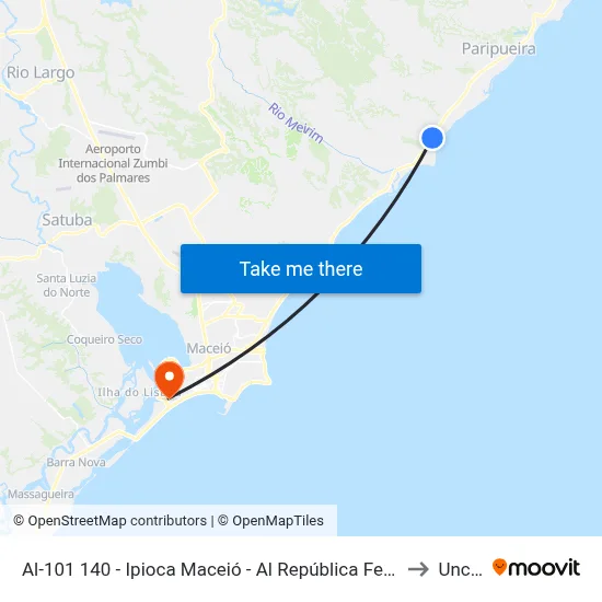 Al-101 140 - Ipioca Maceió - Al República Federativa Do Brasil to Uncisal map