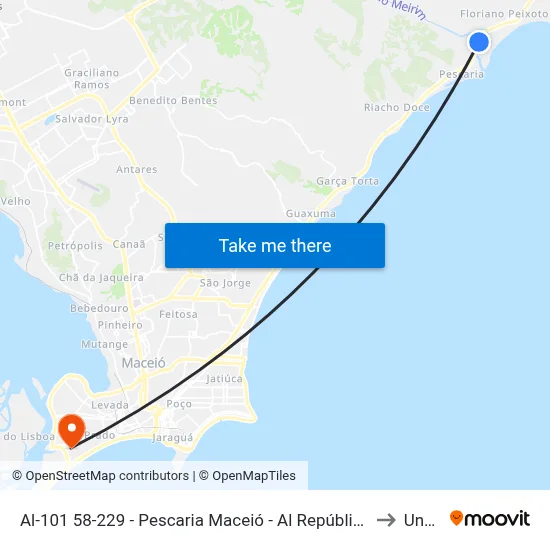 Al-101 58-229 - Pescaria Maceió - Al República Federativa Do Brasil to Uncisal map