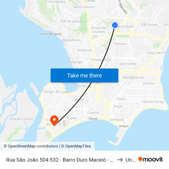 Rua São João 504-532 - Barro Duro Maceió - Al República Federativa Do Brasil to Uncisal map