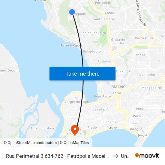 Rua Perimetral 3 634-762 - Petrópolis Maceió - Al 57062-632 Brazil to Uncisal map