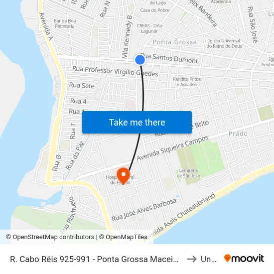 R. Cabo Réis 925-991 - Ponta Grossa Maceió - Al 57014-260 Brasil to Uncisal map