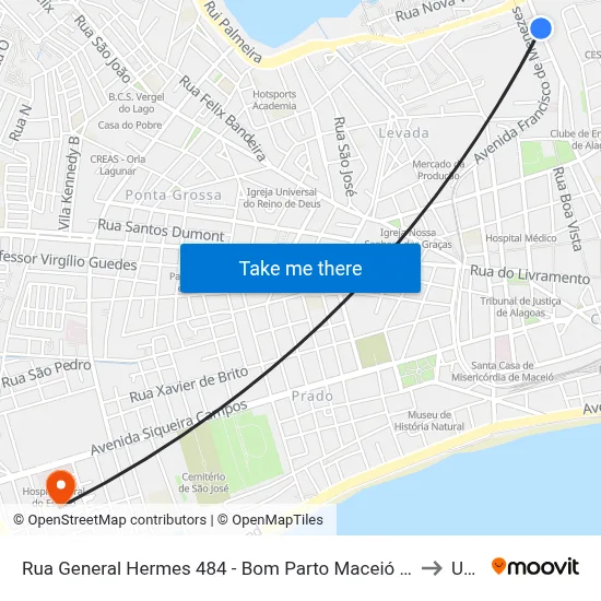 Rua General Hermes 484 - Bom Parto Maceió - Al 57017-200 República Federativa Do Brasil to Uncisal map