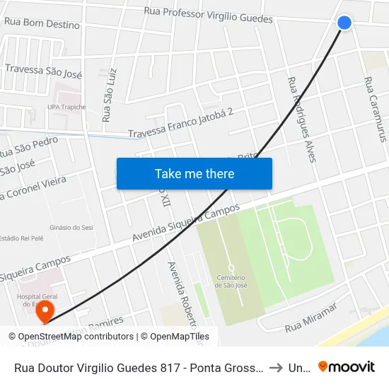Rua Doutor Virgilio Guedes 817 - Ponta Grossa Maceió - Al 57014-220 Brasil to Uncisal map