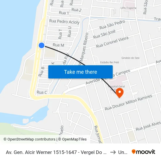 Av. Gen. Alcir Werner 1515-1647 - Vergel Do Lago Maceió - Al Brasil to Uncisal map