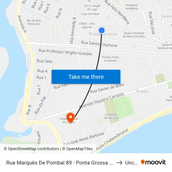 Rua Marquês De Pombal 89 - Ponta Grossa Maceió - Al Brasil to Uncisal map