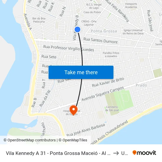 Vila Kennedy A 31 - Ponta Grossa Maceió - Al 57014-630 República Federativa Do Brasil to Uncisal map
