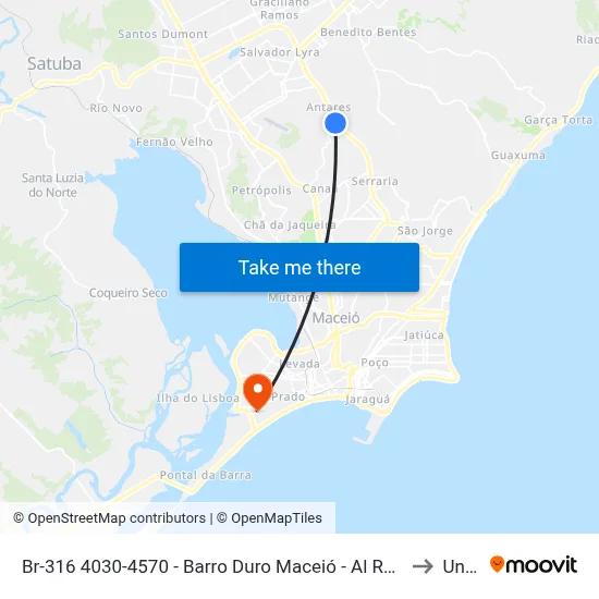 Br-316 4030-4570 - Barro Duro Maceió - Al República Federativa Do Brasil to Uncisal map