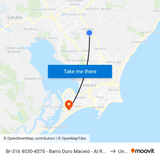 Br-316 4030-4570 - Barro Duro Maceió - Al República Federativa Do Brasil to Uncisal map
