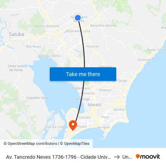 Av. Tancredo Neves 1736-1796 - Cidade Universitária Maceió - Al Brasil to Uncisal map
