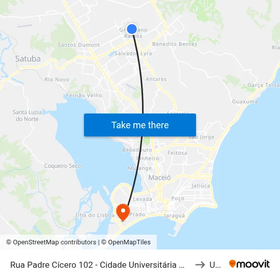 Rua Padre Cícero 102 - Cidade Universitária Maceió - Al República Federativa Do Brasil to Uncisal map