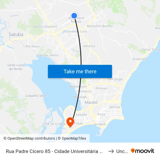 Rua Padre Cícero 85 - Cidade Universitária Maceió - Al Brasil to Uncisal map