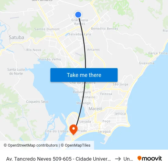 Av. Tancredo Neves 509-605 - Cidade Universitária Maceió - Al Brasil to Uncisal map