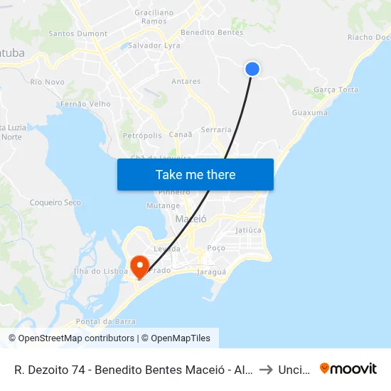 R. Dezoito 74 - Benedito Bentes Maceió - Al Brasil to Uncisal map