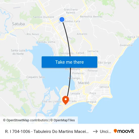 R. I 704-1006 - Tabuleiro Do Martins Maceió - Al Brasil to Uncisal map