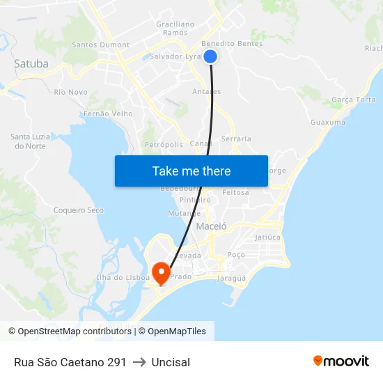 Rua São Caetano 291 to Uncisal map