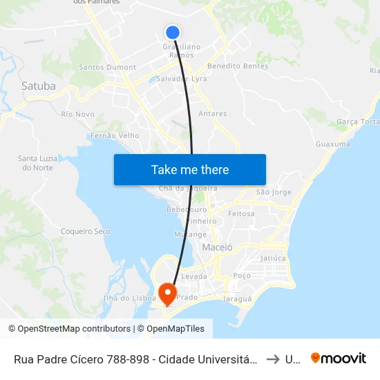 Rua Padre Cícero 788-898 - Cidade Universitária Maceió - Al República Federativa Do Brasil to Uncisal map