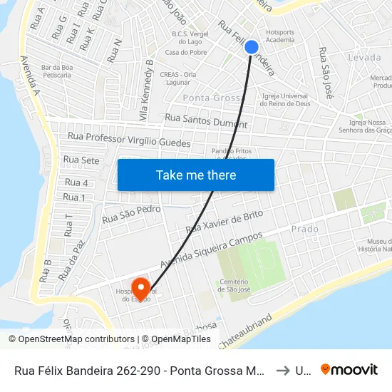 Rua Félix Bandeira 262-290 - Ponta Grossa Maceió - Al 57014-420 República Federativa Do Brasil to Uncisal map