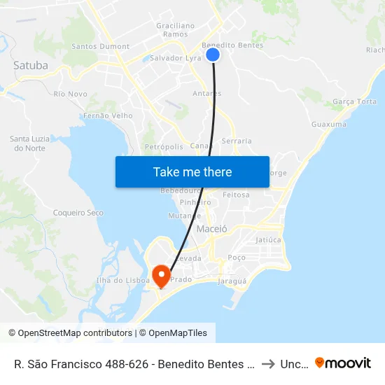 R. São Francisco 488-626 - Benedito Bentes Maceió - Al Brasil to Uncisal map