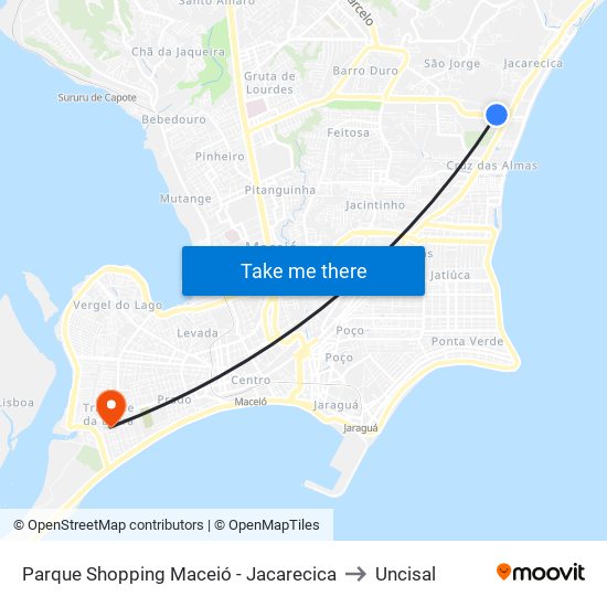 Parque Shopping Maceió - Jacarecica to Uncisal map