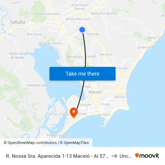 R. Nossa Sra. Aparecida 1-13 Maceió - Al 57081-480 Brasil to Uncisal map