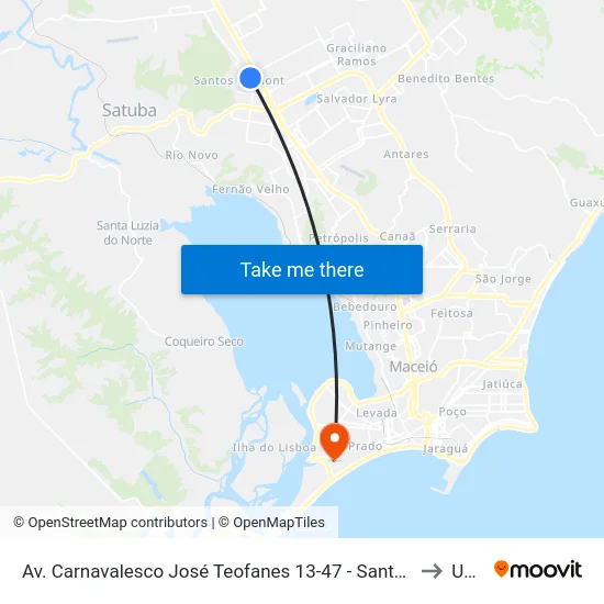 Av. Carnavalesco José Teofanes 13-47 - Santos Dumont Maceió - Al 57075-530 Brasil to Uncisal map