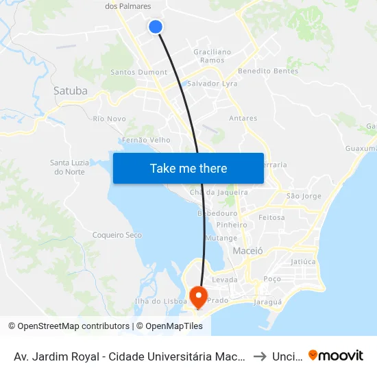 Av. Jardim Royal - Cidade Universitária Maceió - Al Brasil to Uncisal map