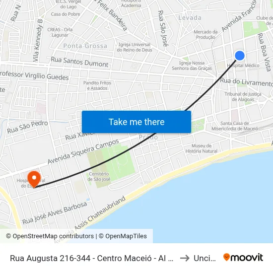 Rua Augusta 216-344 - Centro Maceió - Al Brasil to Uncisal map