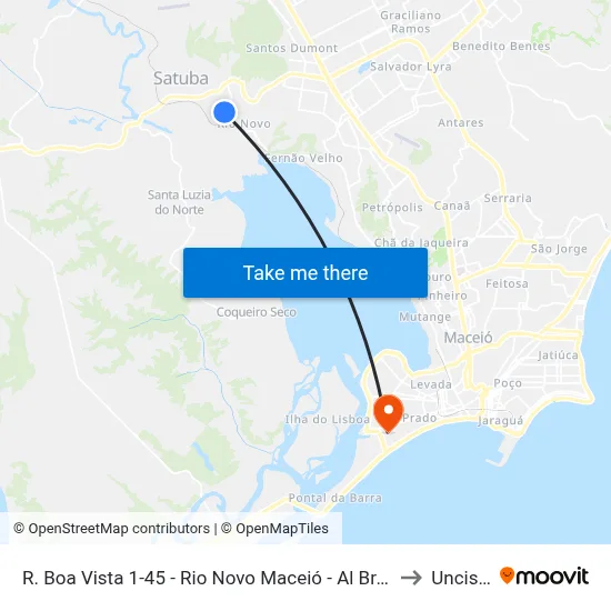 R. Boa Vista 1-45 - Rio Novo Maceió - Al Brasil to Uncisal map