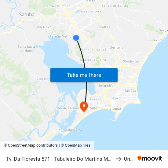 Tv. Da Floresta 571 - Tabuleiro Do Martins Maceió - Al 57060-080 Brasil to Uncisal map