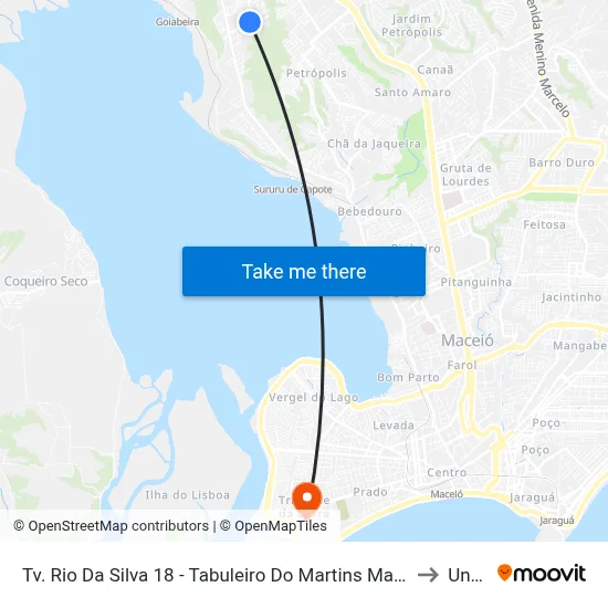 Tv. Rio Da Silva 18 - Tabuleiro Do Martins Maceió - Al 57060-175 Brasil to Uncisal map