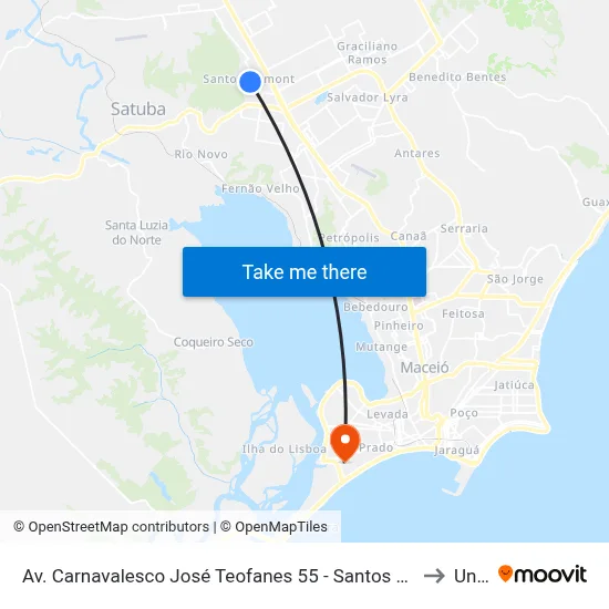 Av. Carnavalesco José Teofanes 55 - Santos Dumont Maceió - Al 57075-530 Brasil to Uncisal map