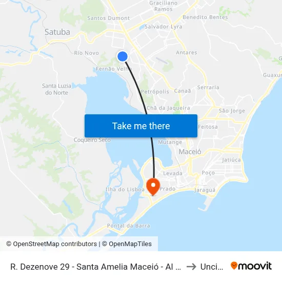 R. Dezenove 29 - Santa Amelia Maceió - Al Brasil to Uncisal map