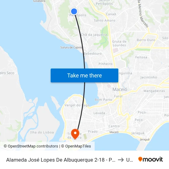 Alameda José Lopes De Albuquerque 2-18 - Petrópolis Maceió - Al 57062-010 Brasil to Uncisal map