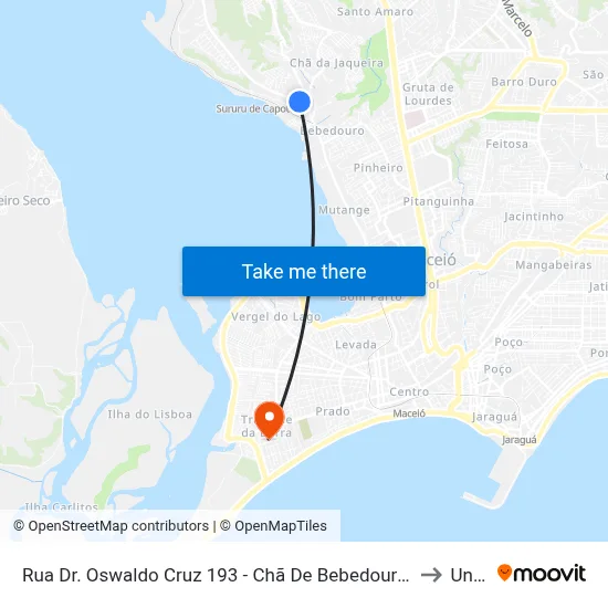 Rua Dr. Oswaldo Cruz 193 - Chã De Bebedouro Maceió - Al 57018-630 Brasil to Uncisal map