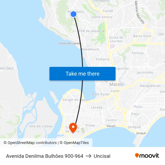 Avenida Denilma Bulhões 900-964 to Uncisal map