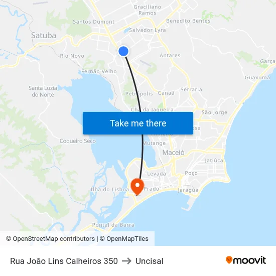 Rua João Lins Calheiros 350 to Uncisal map