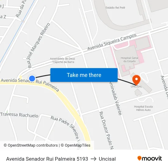 Avenida Senador Rui Palmeira 5193 to Uncisal map