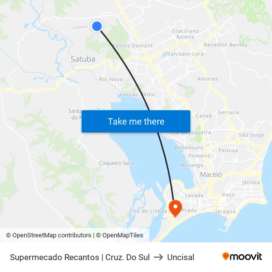 Supermecado Recantos | Cruz. Do Sul to Uncisal map