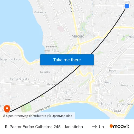 R. Pastor Euríco Calheiros 245 - Jacintinho Maceió - Al 57041-620 Brasil to Uncisal map