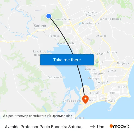 Avenida Professor Paulo Bandeira Satuba - Alagoas Brasil to Uncisal map