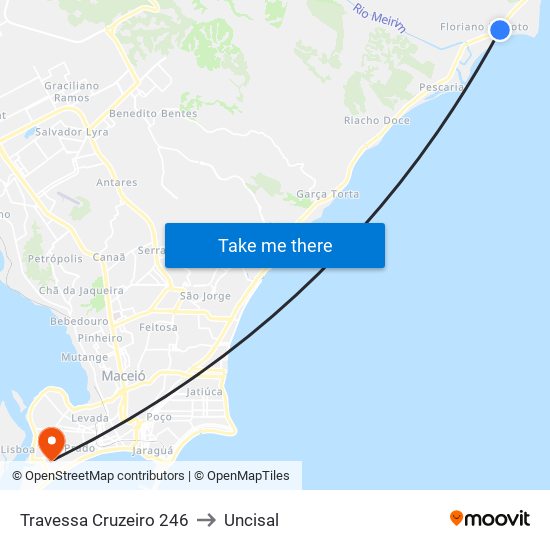 Travessa Cruzeiro 246 to Uncisal map