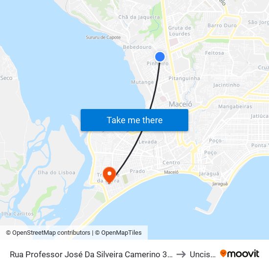 Rua Professor José Da Silveira Camerino 365 to Uncisal map
