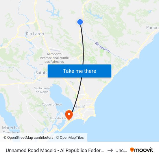 Unnamed Road Maceió - Al República Federativa Do Brasil to Uncisal map
