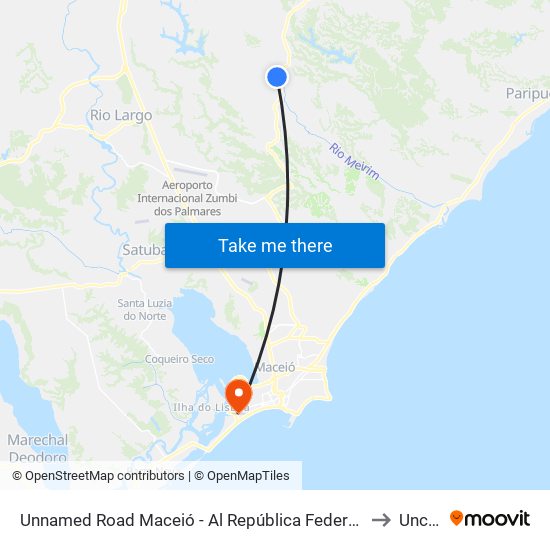 Unnamed Road Maceió - Al República Federativa Do Brasil to Uncisal map