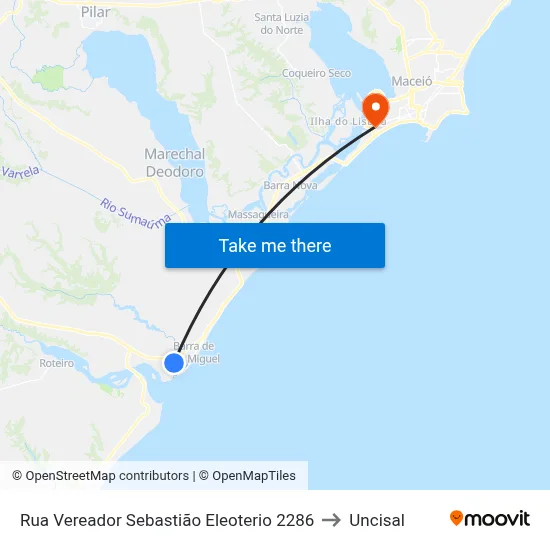 Rua Vereador Sebastião Eleoterio 2286 to Uncisal map