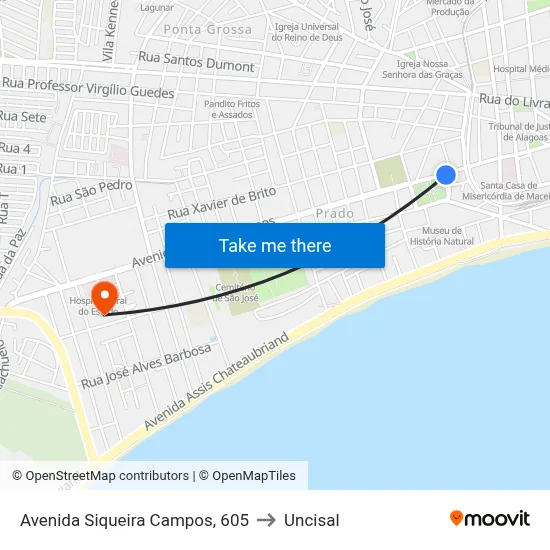 Avenida Siqueira Campos, 605 to Uncisal map