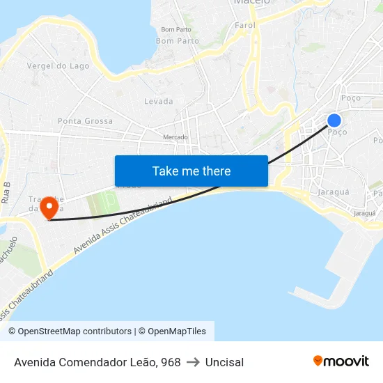 Avenida Comendador Leão, 968 to Uncisal map